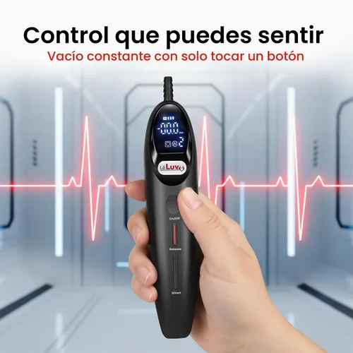 Vista 3 de LeLuv Magna LCD Controlador de bomba de vacío portátil inteligente USB recargable Modos programables o manuales - Silicona negra lisa
