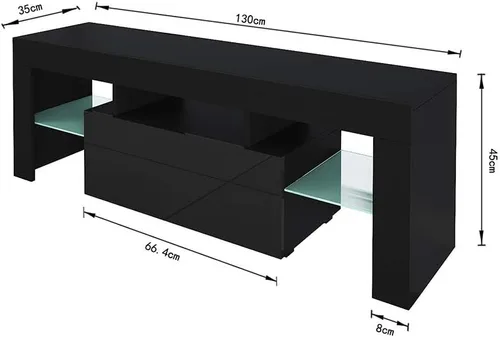 Vista 4 de Soporte de TV, gabinete multimedia de estilo minimalista moderno para sala de estar con luces LED de alto brillo (negro)