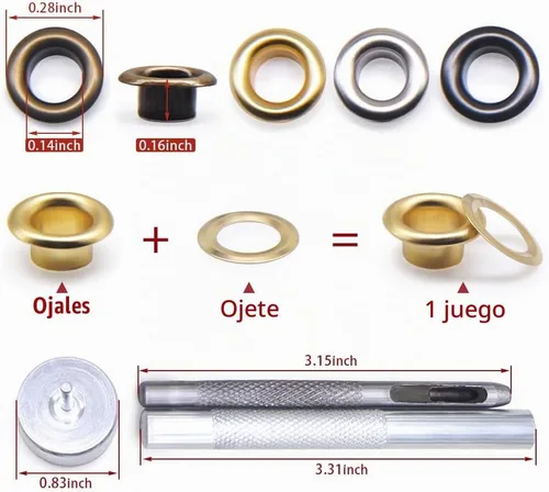 Vista 2 de SEMINI Kit de 800 ojales Gronmets de 0.138 in con 3 piezas de herramientas de instalación para zapatos, ropa, bolsa de manualidades, 4