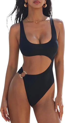 Vista 19 de SUUKSESS Traje de baño sexy de una pieza con control de abdomen para mujer