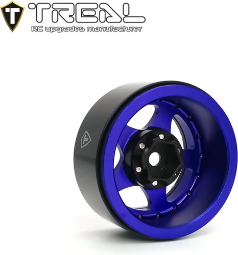 Vista 2 de Treal Ruedas Beadlock 1.9 (4 piezas) Ruedas mecanizadas CNC de aluminio para Crawlers a escala 1:10 RC-Tipo E (Negro-Azul)