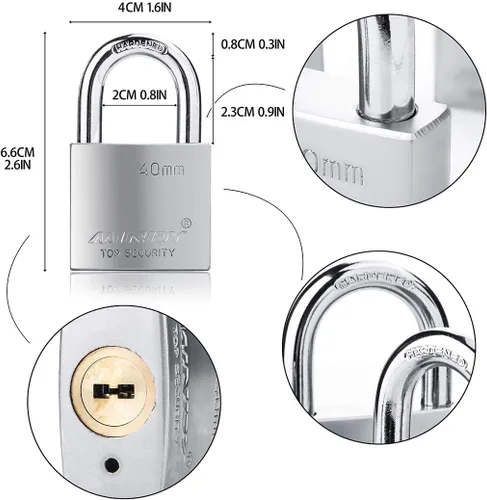 Vista 2 de 1.575 in Heavy Duty Lock Warehouse Candado con llave impermeable Candado de alta seguridad con 4 llaves