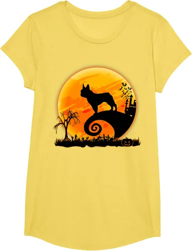 Vista 40 de Camiseta divertida de disfraz de Halloween para perro y luna de Bulldog francés, Negro, S