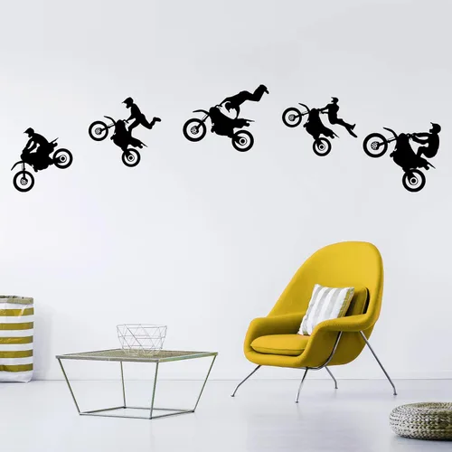 Vista 4 de Calcomanías de motocross, calcomanías de pared para motocicleta, calcomanías de pared para sala de estar, dormitorio, decoración de habitación