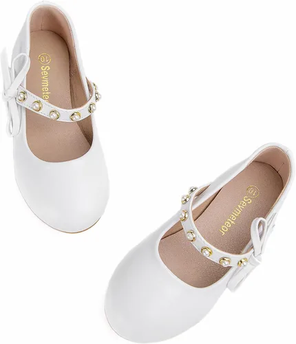 Vista 3 de Zapatos planos de bailarina Mary Jane para niñas pequeñas, zapatos de vestir para bodas, fiestas, ballet, zapatos planos
