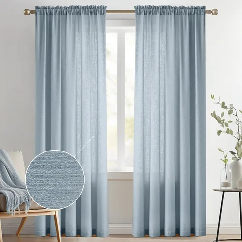 Vista 87 de Melodieux Cortinas de Niveles Semitraslúcidas Negras de 24 Pulgadas de Largo para Cocina, Cafetería, Dormitorio, Ventanas Pequeñas, Aspecto de Lino