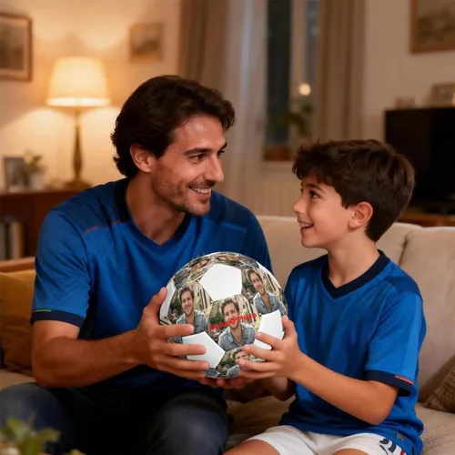 Vista 5 de Balón de fútbol personalizado, texto con nombre con foto, tamaño oficial 5, piel sintética, entrenamiento de fútbol para regalo deportivo