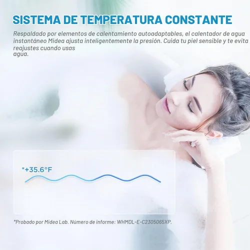 Vista 4 de Midea Calentador de agua eléctrico sin tanque de 13KW, control táctil, control Wi-Fi, pantalla LED, modo infantil, 240 voltios con modulación