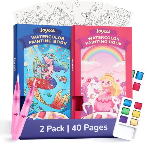 Vista 16 de JoyCat Paquete de 2 libros de pintura de bolsillo con agua para colorear para niños, juego de juguetes de actividades de arte y manualidades, kit