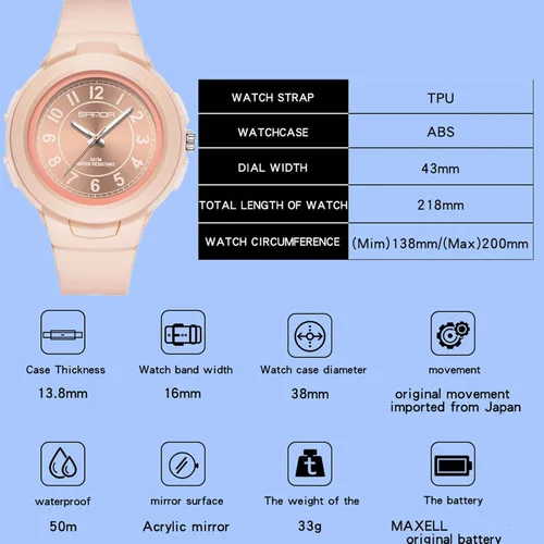 Vista 7 de findtime Reloj blanco para mujer, 5 ATM, resistente al agua, correa de silicona con números arábigos, analógico, de cuarzo, fácil de leer