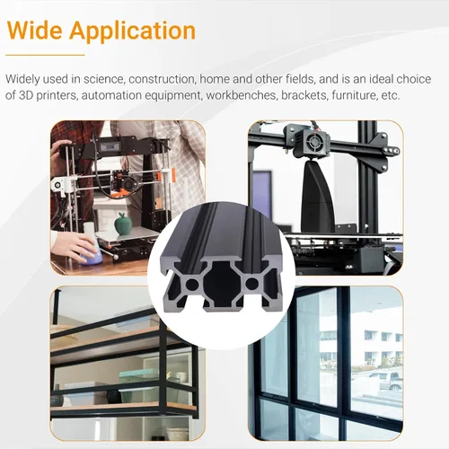 Vista 7 de 2 piezas de extrusión de aluminio de 31.496 in 2040 V estándar europeo anodizado perfil de aluminio negro anodizado con accesorios para impresora 3D