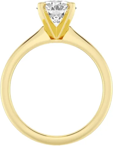 Vista 2 de Customize Jewels IGI 1 2 3 4 5 Carat White Oval Excellent Beautiful Lab Created Diamond Petite Solitaire Engagement Ring In 14k Yellow Gold For
