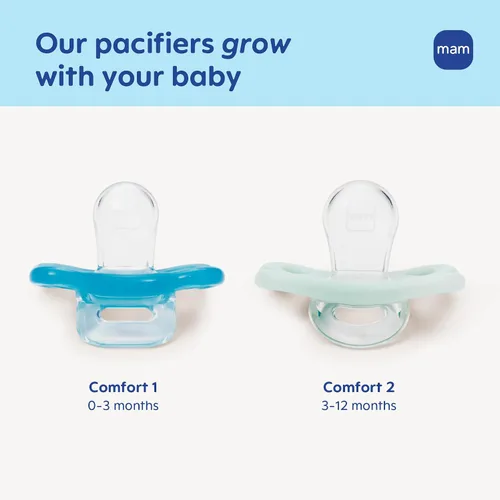 Vista 7 de MAM Comfort - Chupete para bebé de 0 a 3 meses, ligero, de silicona de una Zafiro azul/mate azul