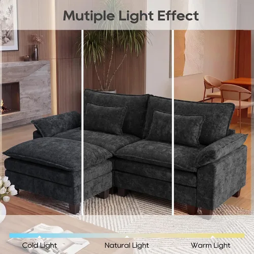 Vista 7 de URRED - Sofá seccional modular Cloud, sofá moderno en forma de L de 87" con profundidad de asiento con otomana y almohadas, ultra cómodo sofá