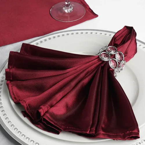 Vista 23 de Efavormart - Servilletas de lino de satén de terracota de 20 x 20 pulgadas para decoración de bodas, cumpleaños, restaurantes, fiestas, 25