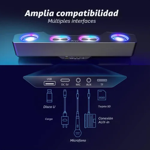 Vista 6 de Fifine - Altavoces de PC para computadora de escritorio, altavoces Bluetooth inalámbricos para juegos, transmisión, fiesta, deportes electrónicos