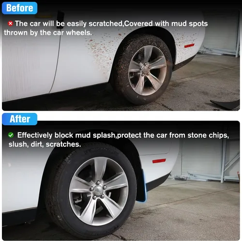 Vista 3 de Guardabarros antisalpicaduras, guardabarros moldeados resistentes compatibles con Dodge Challenger 2015-2023, aletas de barro delanteras y traseras