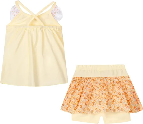 Vista 50 de LittleSpring Conjunto de verano para niñas con camiseta sin mangas y pantalones cortos florales