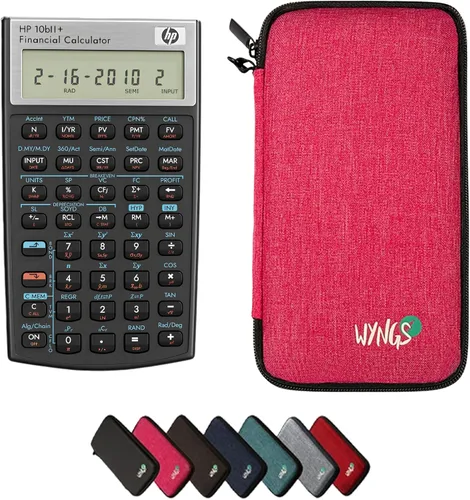 Vista 10 de HP 10B II Plus/Hewlett Packard 10BII+ Calculadora científica financiera + funda protectora WYNGS color negro