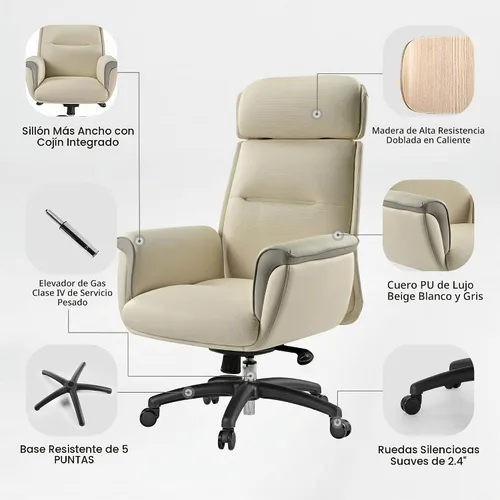 Vista 4 de EUREKA ERGONOMIC Silla de oficina de cuero de microfibra, silla de escritorio ergonómica, silla ejecutiva para juegos de oficina, cómoda silla