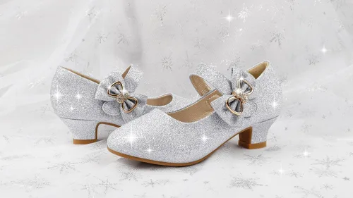 Vista 4 de Eithy Zapatos de vestir para niñas, tacón bajo con lazo, sandalias planas de verano para niños pequeñosniños grandes