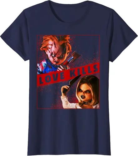 Vista 63 de Child's Play Chucky and Tiffany Love Kills T-Shirt Asphalt Grey