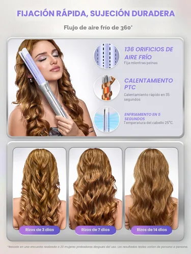 Vista 5 de SHEGLAM One Touch Airflow Styler Pro - Tecnología de aire frío 3.0 con rotación automática para rizos sin espera, rizador, rizos hinchables