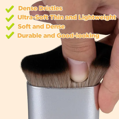Vista 6 de Cepillo autobronceador Kabuki, aplicador corporal vegano para cara Cerdas sintéticas suaves para una mezcla de bronceado sin rayas, se adapta a
