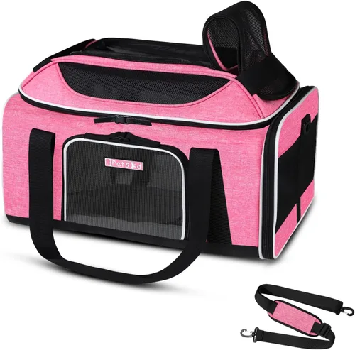 Vista 15 de Petskd Transportador de mascotas extensible superior de 17 x 11 x 9.5 pulgadas, aprobado por aerolíneas de Alaska, transportador de lados suaves