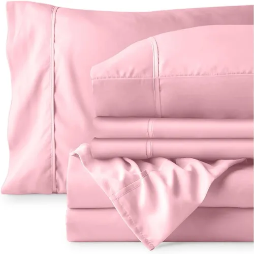 Vista 7 de Bare Home Juego de sábanas 1800 ultra suaves con 4 fundas de almohada 24 - rosa claro