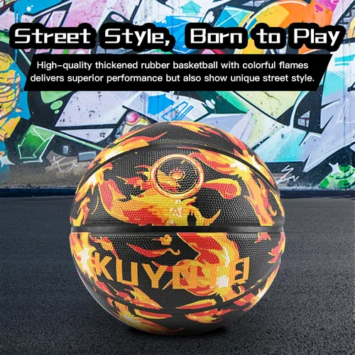 Vista 9 de KUYOTQ - Baloncesto para niños, jóvenes y adultos, tamaño 3/4/5/6/7 (22/25.5/27.5/28.5/29.5"), baloncesto premium de goma o cuero sintético
