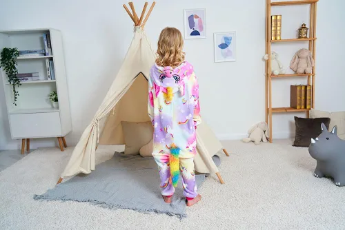 Vista 13 de Pijama de unicornio unisex para niños, enteritos para disfraz, Halloween
