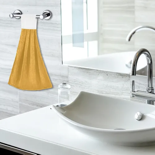 Vista 7 de Juego de 2 toallas de mano amarillas y naranjas, suaves, absorbentes, decorativas, para baño, secado rápido, barra de té, toalla colgante para baño