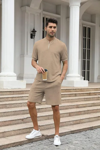 Vista 21 de FZNHQL Conjunto deportivo de moda para hombre, 2 piezas, casual, atlético, para correr, manga corta/larga, conjunto para hombre