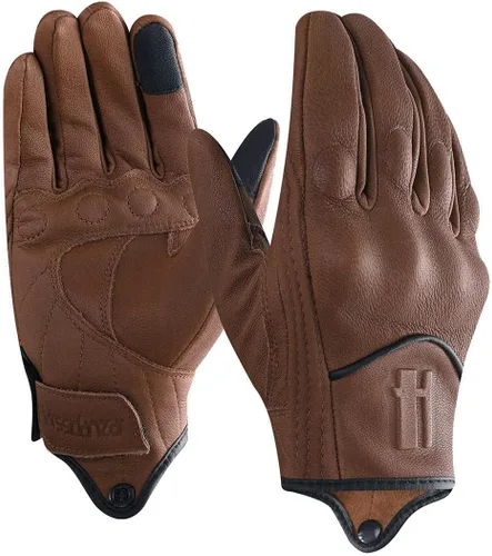 Vista 9 de Harssidanzar Guantes de cuero de motocicleta para hombre pantalla táctil GM028