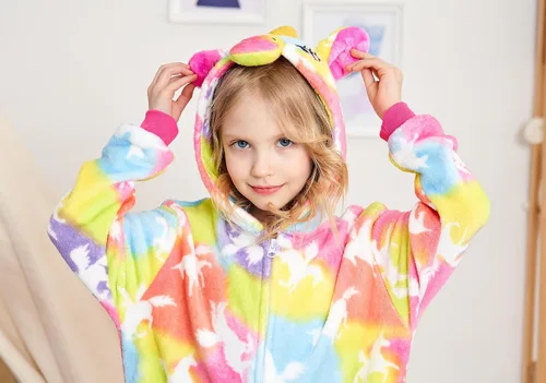Vista 6 de Cos Time Pijama de una pieza de unicornio para niños, disfraz de Halloween