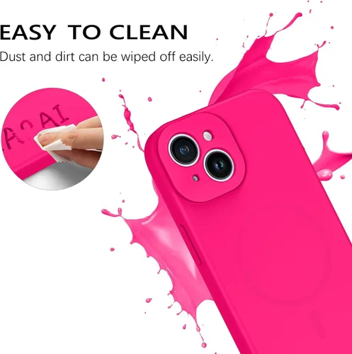 Vista 2 de GUAGUA Funda para iPhone 15 Plus de 6.7 pulgadas, silicona líquida compatible con MagSafe de goma suave, forro de microfibra delgada, funda de cojín