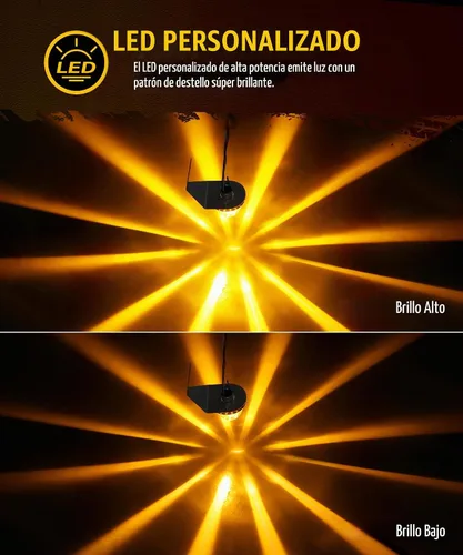 Vista 2 de Partsam 2 piezas de luces de sandía con lente de vidrio ámbar y soporte de acero inoxidable, [Patentado] luces intermitentes LED ámbar para espejo