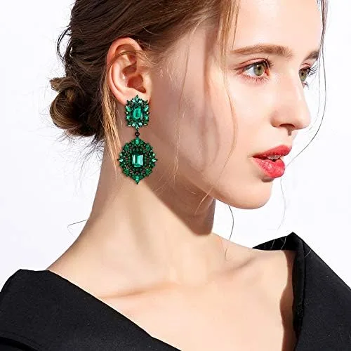 Vista 6 de Flyonce Aretes colgantes de cristal de diamantes de imitación para mujer, estilo vintage, estilo Gatsby, Cristal