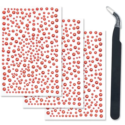 Vista 7 de 3 hojas de gemas de diamantes de imitación autoadhesivos para la cara, maquillaje, uñas, manualidades (negro)