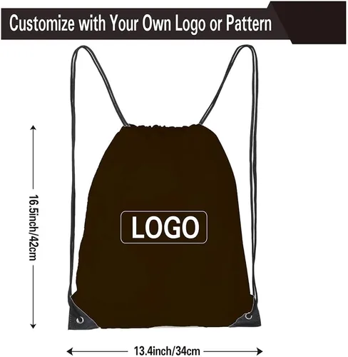 Vista 2 de Mochila con cordón a granel Draw String Bags Poliéster Cinch Bag para Gym Sport, Negro