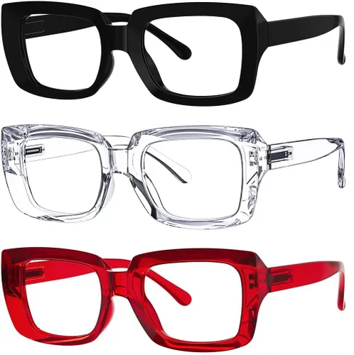 Vista 22 de Eyekepper - Juego de 4 gafas elegantes para mujer, anteojos cuadrados de gran tamaño para mujer
