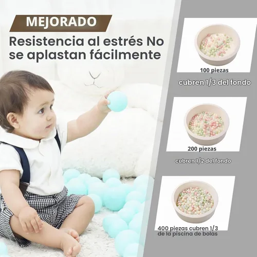 Vista 6 de Bolas de pozo de bolas Realhaha 50 100 200 500 Bolas de juego de plástico para bebés, niñas, niños pequeños, tienda de campaña, piscina, sala