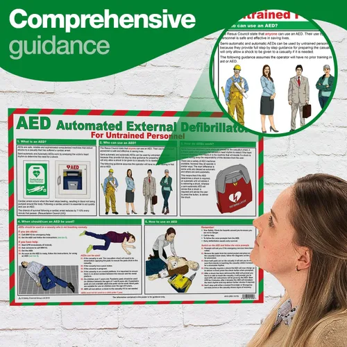 Vista 3 de Safety First Aid Grupo AED para personal no capacitado A2 Póster, laminado