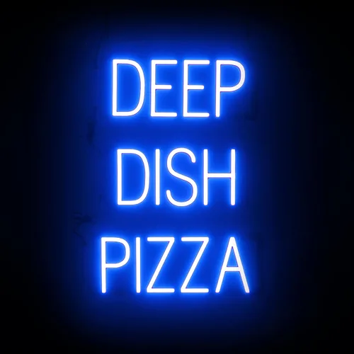 Vista 39 de SpellBrite Cartel PIZZA Letrero relacionado con pizza con aspecto de neón, fuente de luz LED azul 17.6 x 6.3 pulgadas Ultra-Bright