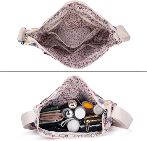 Vista 7 de Bolso de hombro para mujer, con múltiples bolsillos, bolso cruzado con asa superior