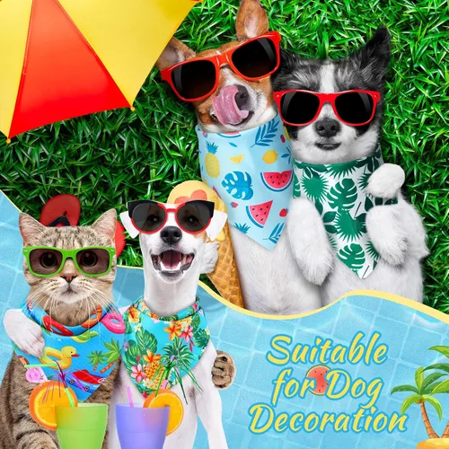 Vista 2 de Chunful 100 piezas de bandanas para perros a granel paquete de verano bufanda triangular babero pañuelo conjunto para accesorios de disfraz