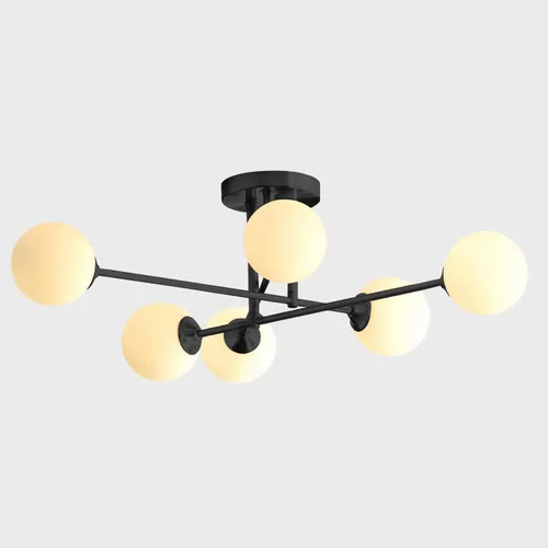 Vista 14 de Moderna Lámpara de Techo de 6 Luces con Forma de Globo Sputnik de Montaje Empotrado Lámpara de Techo Sputnik de Mediados del Siglo de Metal Dorado