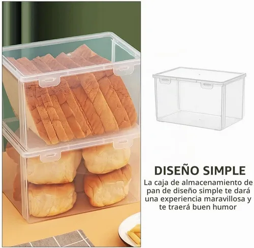 Vista 8 de Kichvoe - Caja de pan transparente de grado alimenticio, contenedor de almacenamiento de plástico para pan casero, organizador de pan para encimera