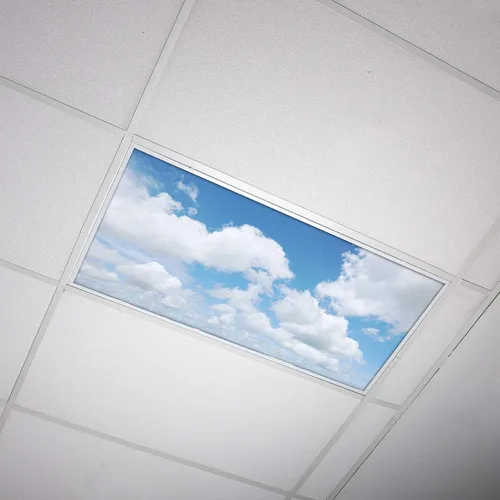 Vista 10 de Cubierta de luz fluorescente para luces de techo de aula, nubes rosadas, inserto de película retroiluminada de alta calidad 2 x 4